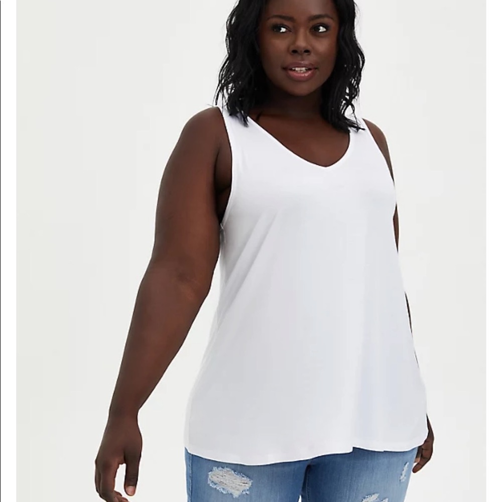 Torrid SUPER SOFT SWING TANK TOP WHITE V-NECK